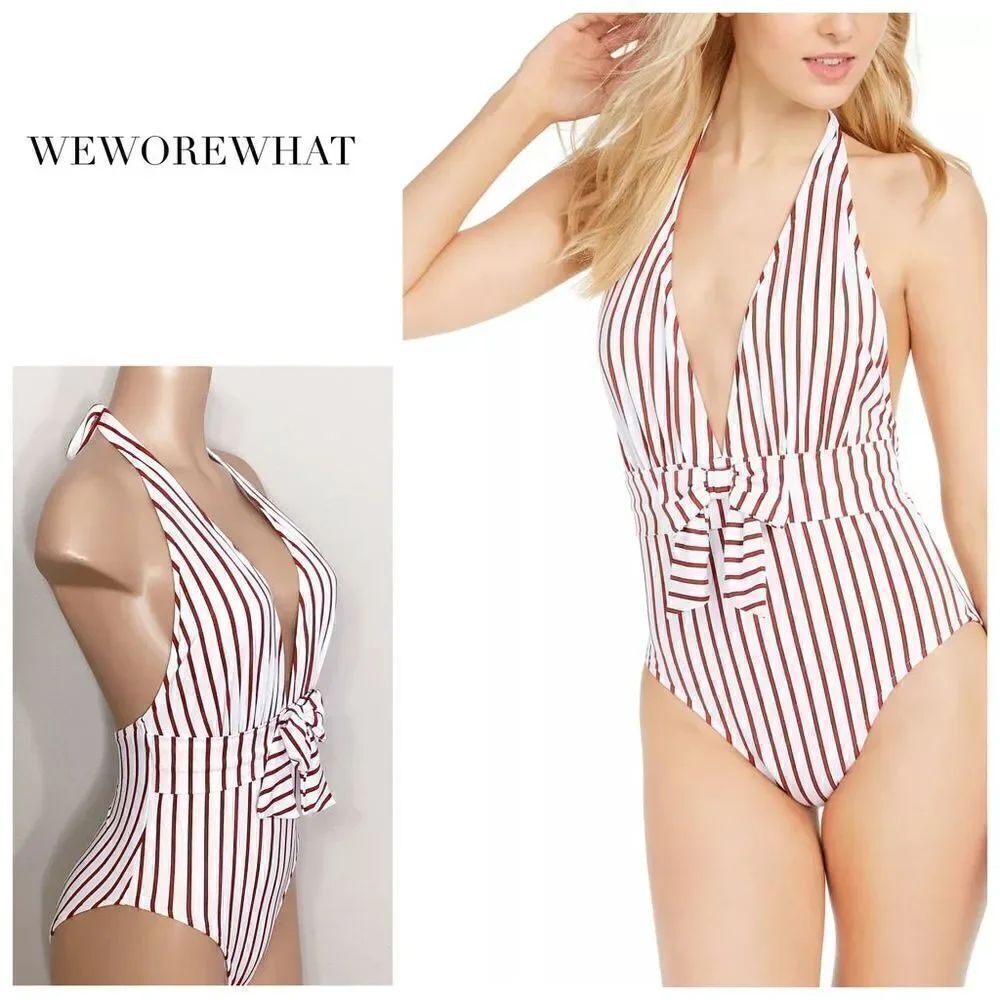 New. Stripe halter swimsuit. Regularly $125